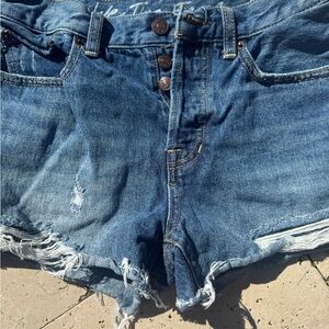 We The Free Distressed High-Rise Jean Shorts - Blue